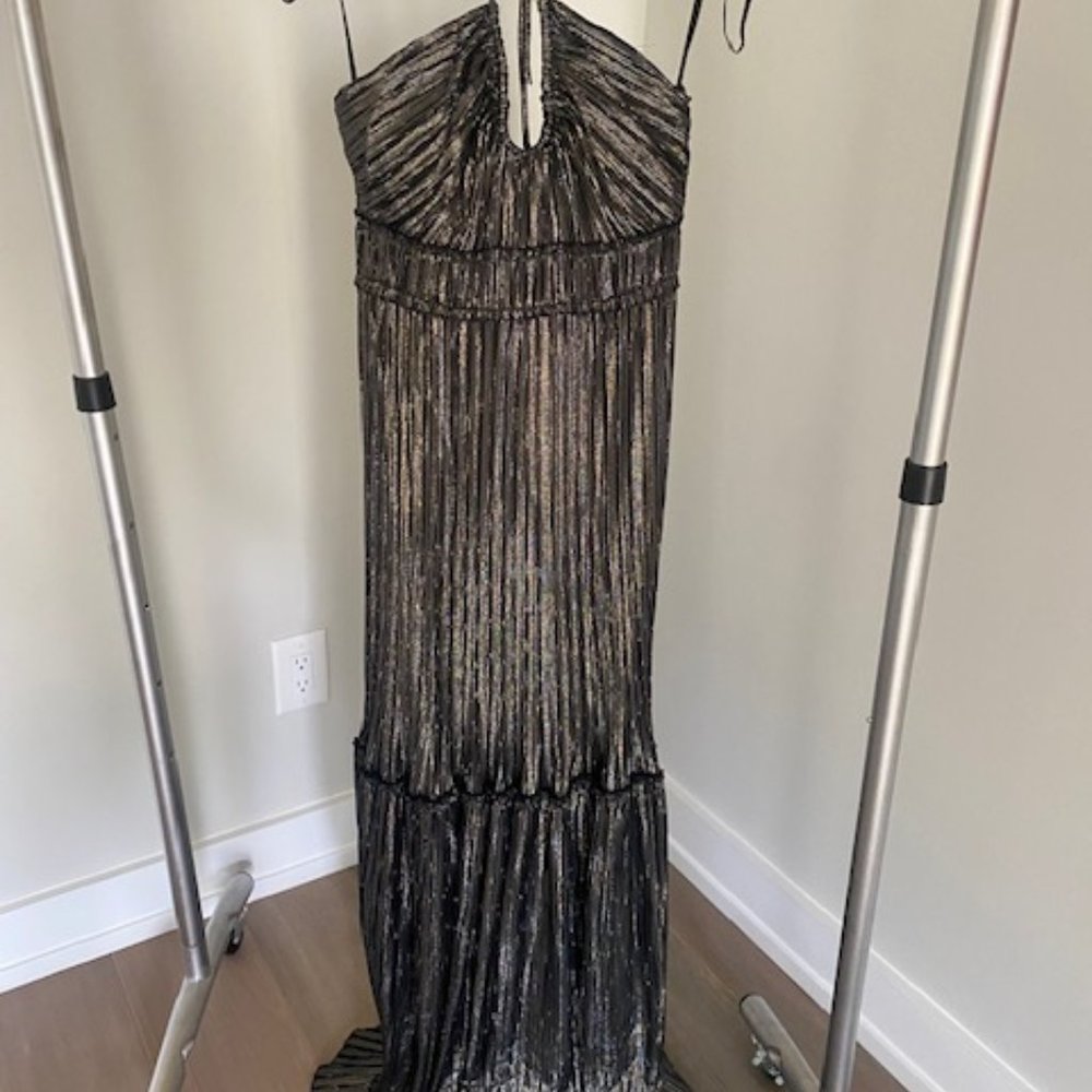A.L.C. long evening dress in shimmery gunmetal; size 2